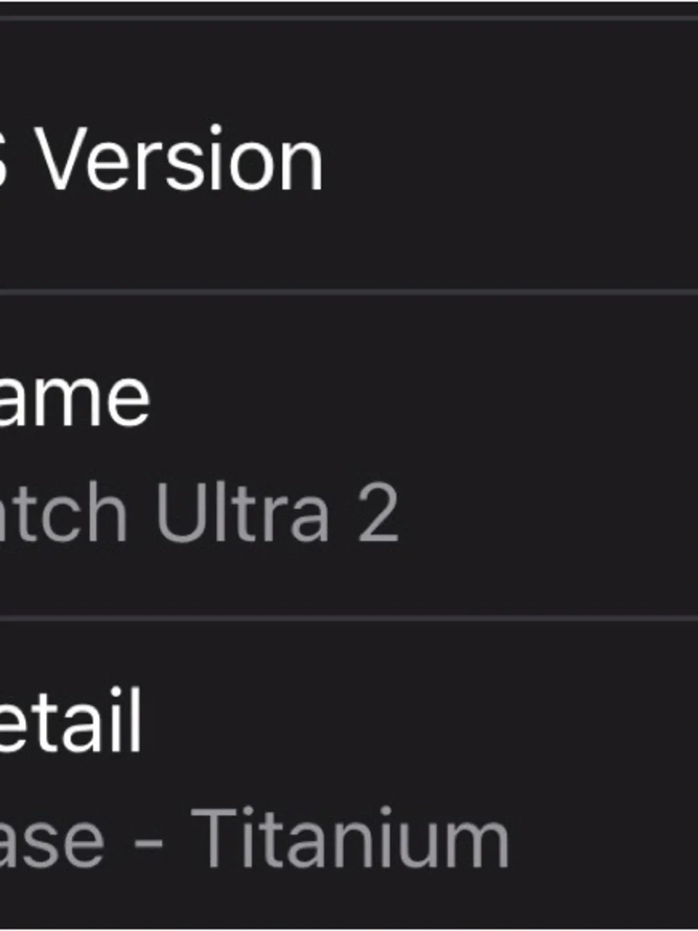 Apple Black and Gray Interface Screenshot - Watch Settings